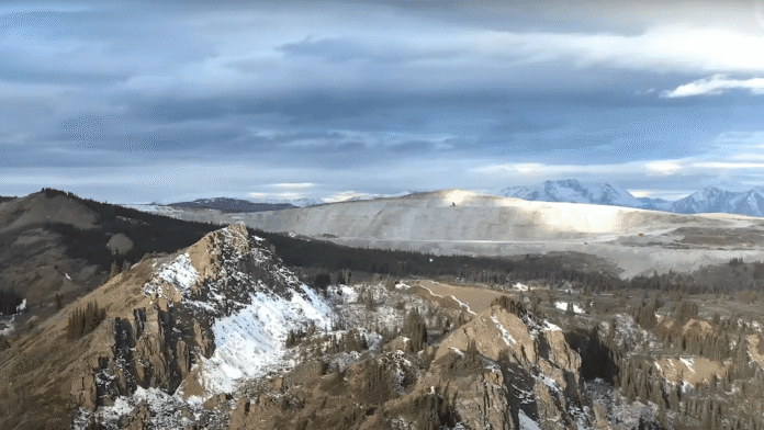 Overhead view of Red Chris Mine.
