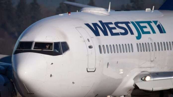 Photo of WestJet plane.