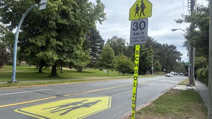 Photo of school zone signage