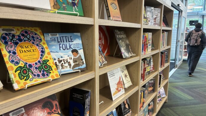 Shelves at a library