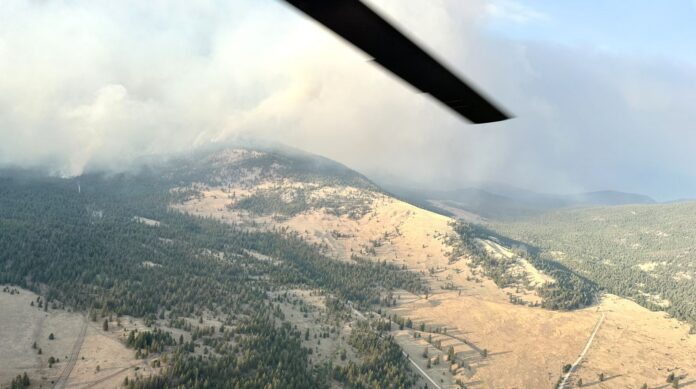 Bald Range wildfire at Shingle Creek looking north on the afternoon of Aug. 10. | BC Wildfire Service Photo